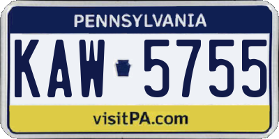 PA license plate KAW5755