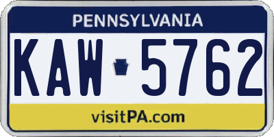 PA license plate KAW5762
