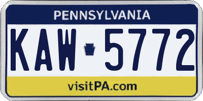 PA license plate KAW5772