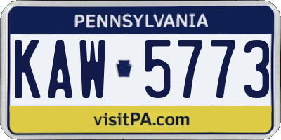 PA license plate KAW5773