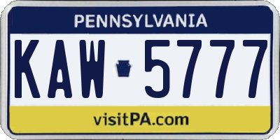 PA license plate KAW5777