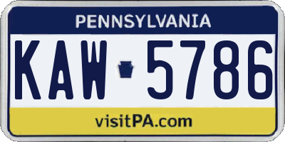 PA license plate KAW5786