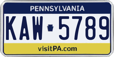 PA license plate KAW5789