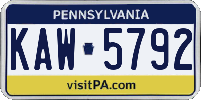 PA license plate KAW5792