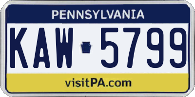 PA license plate KAW5799