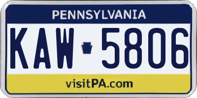 PA license plate KAW5806