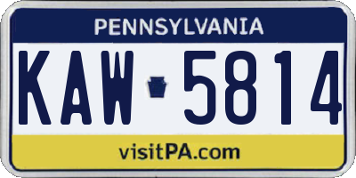 PA license plate KAW5814