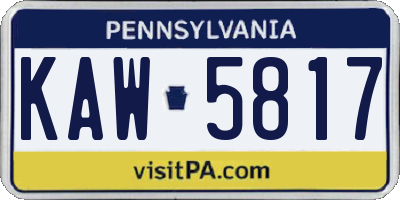 PA license plate KAW5817
