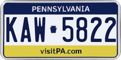 PA license plate KAW5822