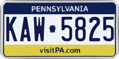 PA license plate KAW5825