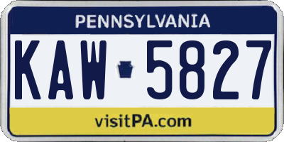 PA license plate KAW5827