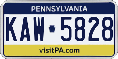 PA license plate KAW5828