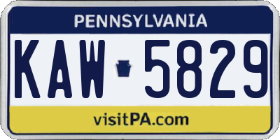 PA license plate KAW5829