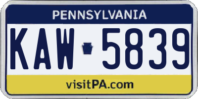 PA license plate KAW5839