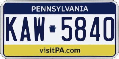 PA license plate KAW5840