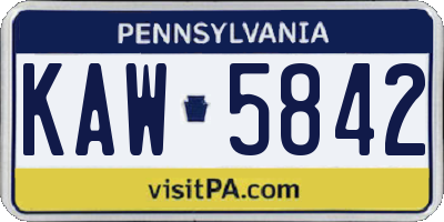 PA license plate KAW5842