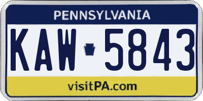 PA license plate KAW5843