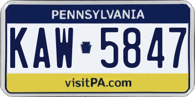 PA license plate KAW5847