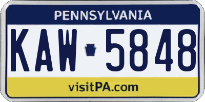 PA license plate KAW5848