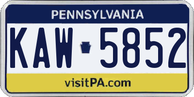 PA license plate KAW5852