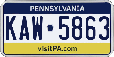PA license plate KAW5863