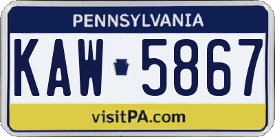 PA license plate KAW5867
