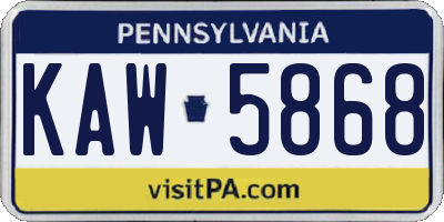 PA license plate KAW5868