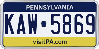 PA license plate KAW5869