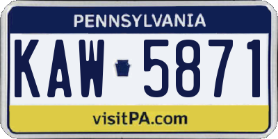 PA license plate KAW5871