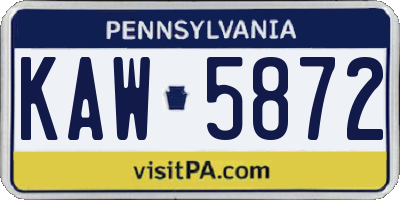 PA license plate KAW5872