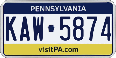 PA license plate KAW5874