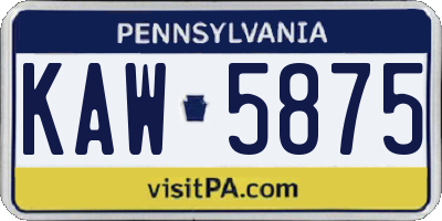PA license plate KAW5875
