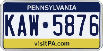 PA license plate KAW5876