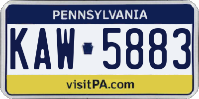 PA license plate KAW5883