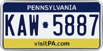PA license plate KAW5887