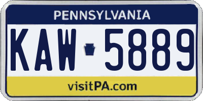 PA license plate KAW5889
