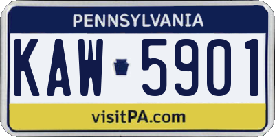 PA license plate KAW5901