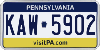 PA license plate KAW5902