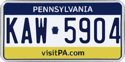 PA license plate KAW5904