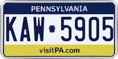 PA license plate KAW5905