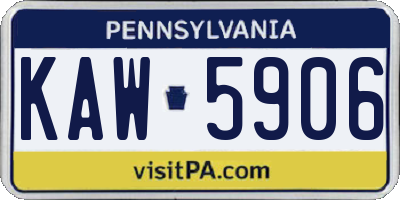 PA license plate KAW5906