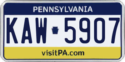 PA license plate KAW5907