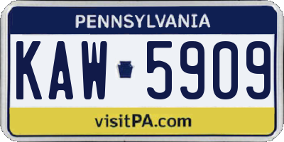 PA license plate KAW5909