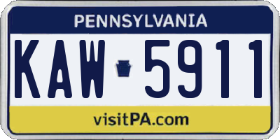 PA license plate KAW5911