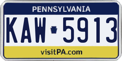 PA license plate KAW5913