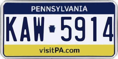 PA license plate KAW5914