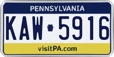 PA license plate KAW5916
