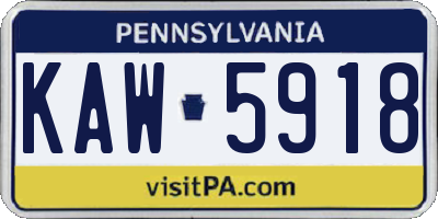 PA license plate KAW5918