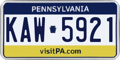 PA license plate KAW5921