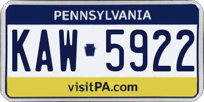 PA license plate KAW5922
